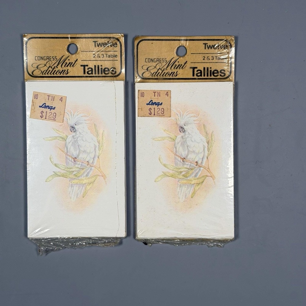 Vintage Lot of 2 Congress Mint Editions Bridge Tally Cards Cockatoo 24 Total